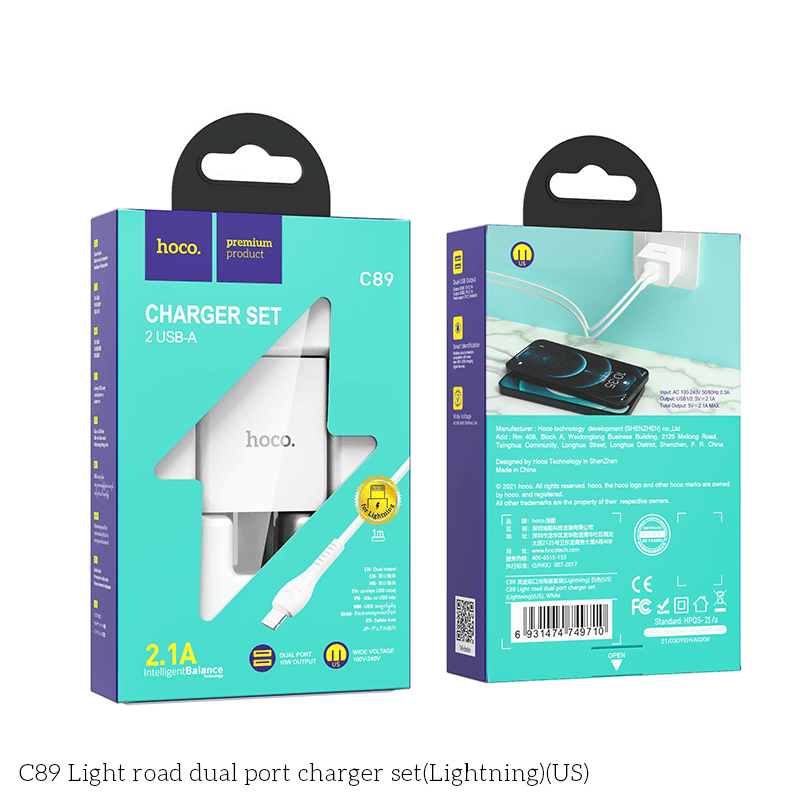 Bộ cóc cáp sạc Hoco C89 Cổng Lightning