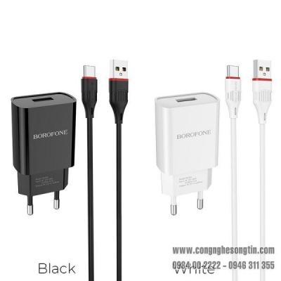 Bộ Cóc Cáp Sạc BOROFONE BA20A, BA-20A - Cổng Type C 2.1A (EU)
