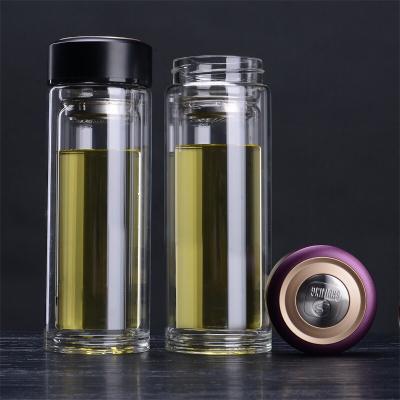 Bình thủy tinh 2 lớp giữ nhiệt có lõi lọc trà 320ml ST0004 in logo quà tặng doanh nghiệp