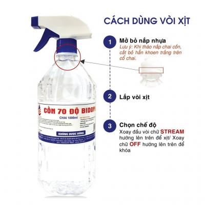 Cồn 70 độ Bidopha 500ml (vòi xịt)