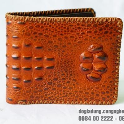 Ví Giả Da Cá Sấu - Da Bò - Màu Nâu Đỏ Dáng Ngang - VCSB001-NDODN