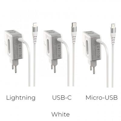 Bộ Cóc Cáp Sạc BA34 Borofone - 2 Cổng USB - Cổng Type-C chuẩn EU