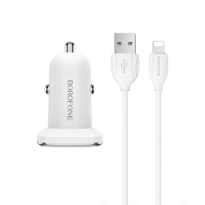 Bộ Cóc Cáp Sạc Xe Hơi Borofone BZ12, BZ-12 Cổng Lightning-2 Cổng USB