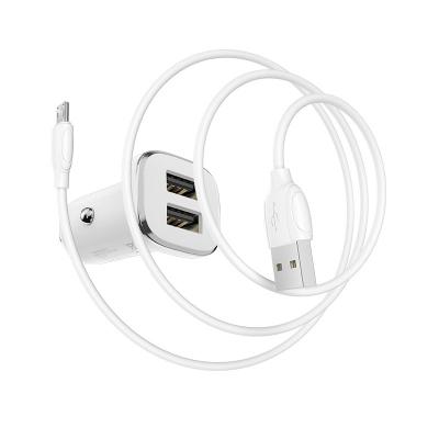 Bộ Cóc Cáp Sạc Xe Hơi Borofone BZ12, BZ-12 Cổng Micro-2 Cổng USB
