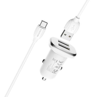 Bộ Cóc Cáp Sạc Xe Hơi Borofone BZ12, BZ-12 Cổng Type-C-2 Cổng USB