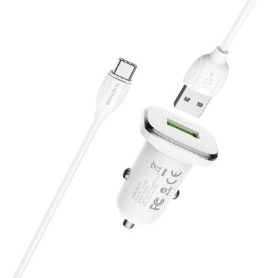 Bộ Cóc Cáp Sạc Xe Hơi Borofone BZ12A QC3.0, BZ-12A Cổng Type-C-1 Cổng USB