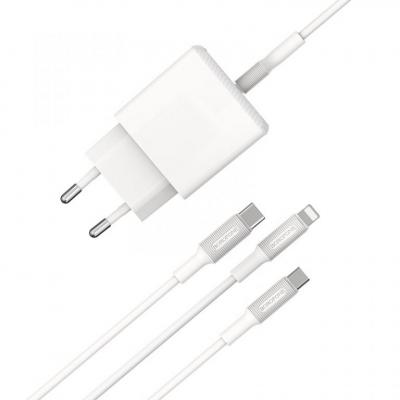 Bộ Cóc Cáp Sạc BA3A Borofone 3 in 1 - 2 Cổng USB chuẩn EU