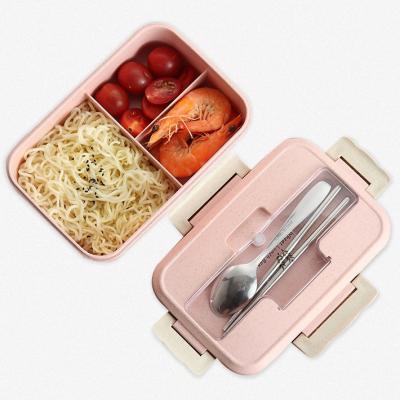 Hộp Đựng Cơm Lúa Mạch 3 Ngăn Kèm Muỗng Đũa Inox