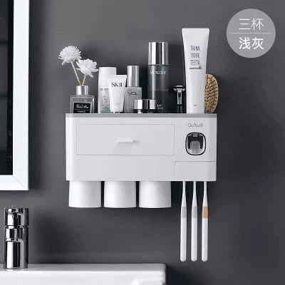 Kệ để bàn chải đánh răng và nhả kem đánh răng tự động kèm 3 cốc