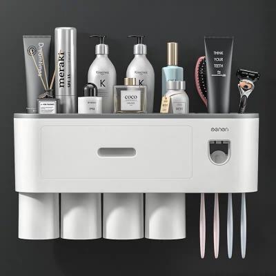 Kệ để bàn chải đánh răng và nhả kem đánh răng tự động kèm 4 cốc