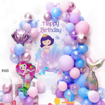 Bộ Bong Bóng Sinh Nhật Nàng Tiên Cá (Kèm bơm tay)