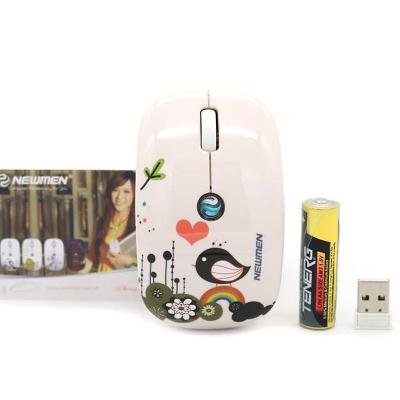 NEWMEN - Chuột Máy Tính Không Dây F201 Họa Tiết Chim Sơn Ca