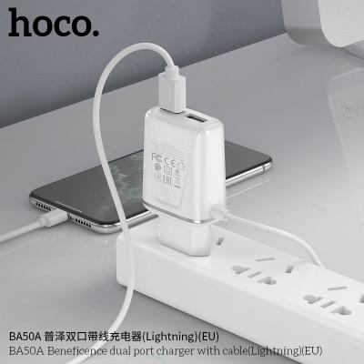 Bộ Cóc Cáp Sạc Nhanh BA50A Borofone - 2 cổng sạc - cổng Lightning chuẩn EU