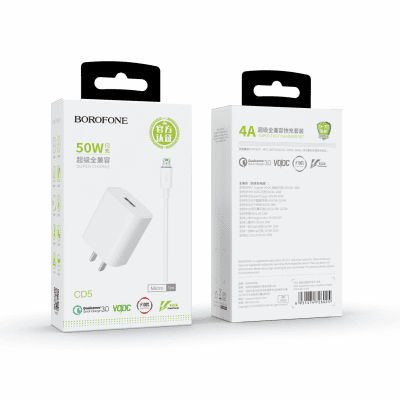 Bộ Cóc Cáp Sạc Nhanh CD5 Borofone 22.5W - 50W - Cổng Micro-USB