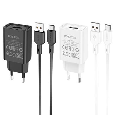 Bộ Cóc Cáp Sạc Type C BA68A Borofone - 1 Cổng USB 2.1A chuẩn EU