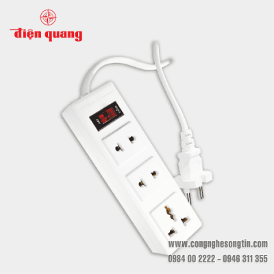 Ổ cắm điện Điện Quang ĐQ 002A-02-2M (3 Lỗ Dây 2 Mét) Loại O2A