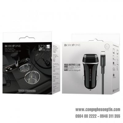 Bộ Cóc Cáp Sạc Xe Hơi BOROFONE BZ2, BZ-2 Cổng Lightning-2 Cổng USB