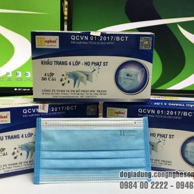 Khẩu trang y tế HO PHAT ST 4 lớp kháng khuẩn (50 cái/hộp)